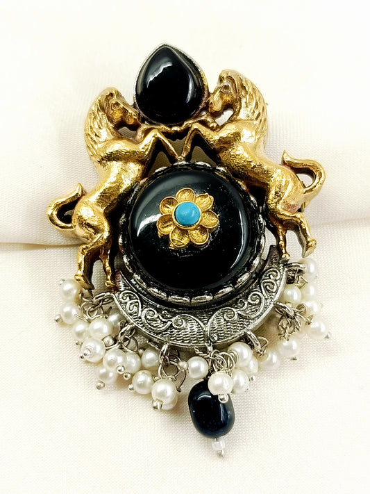 Lalit Black Horse Men's Brooch