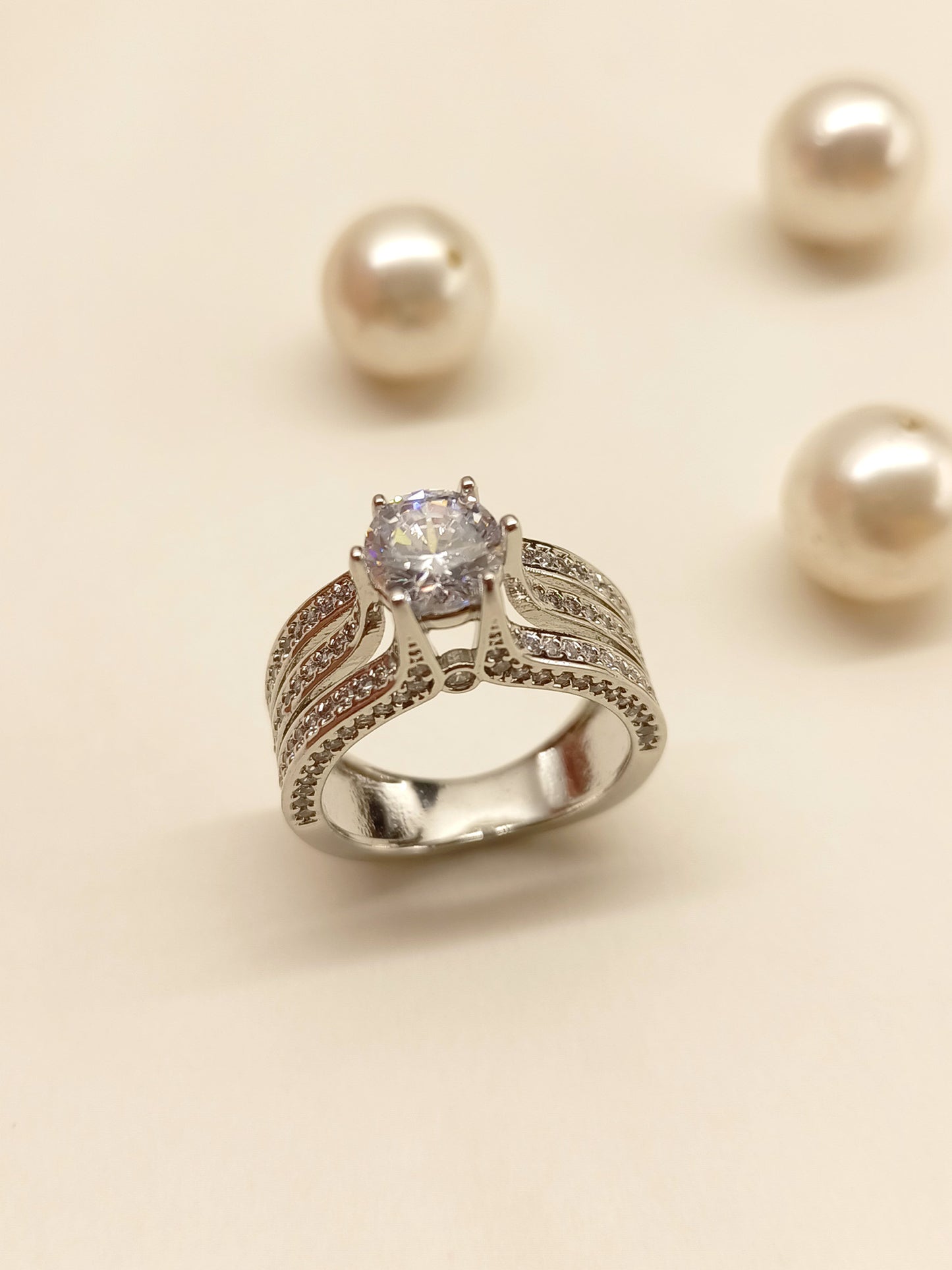 Jacqueline White American Diamond Finger Ring