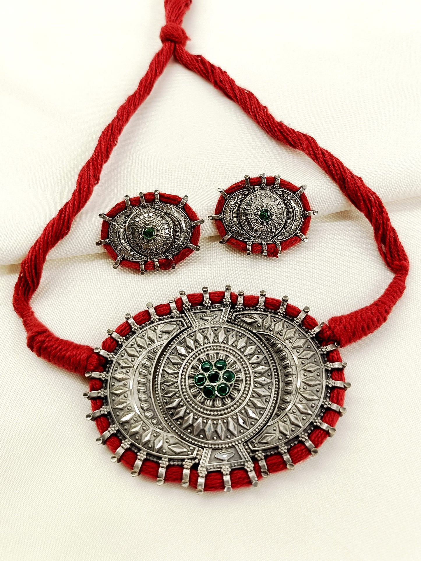 Gaurika Green Oxidized Choker Set