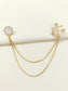 Sureeli Golden Anchor & Wheel Brooch Pin With Chain