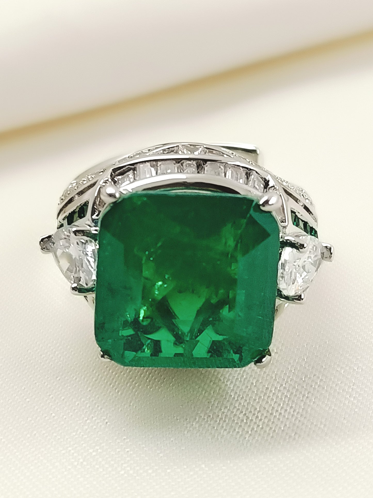 Indra Green American Diamond Finger Ring