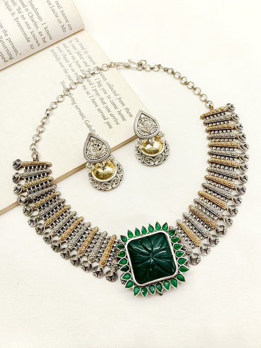 Merry Green Oxidized Necklace Set