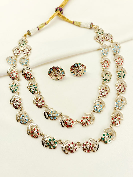 Sneha Multi Colour Jadau Necklace Set
