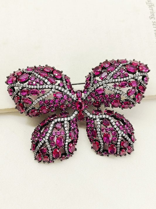 Nirbhay Ruby Butterfly Brooch