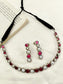 Adiratna Rose Pink Oxidized Necklace Set