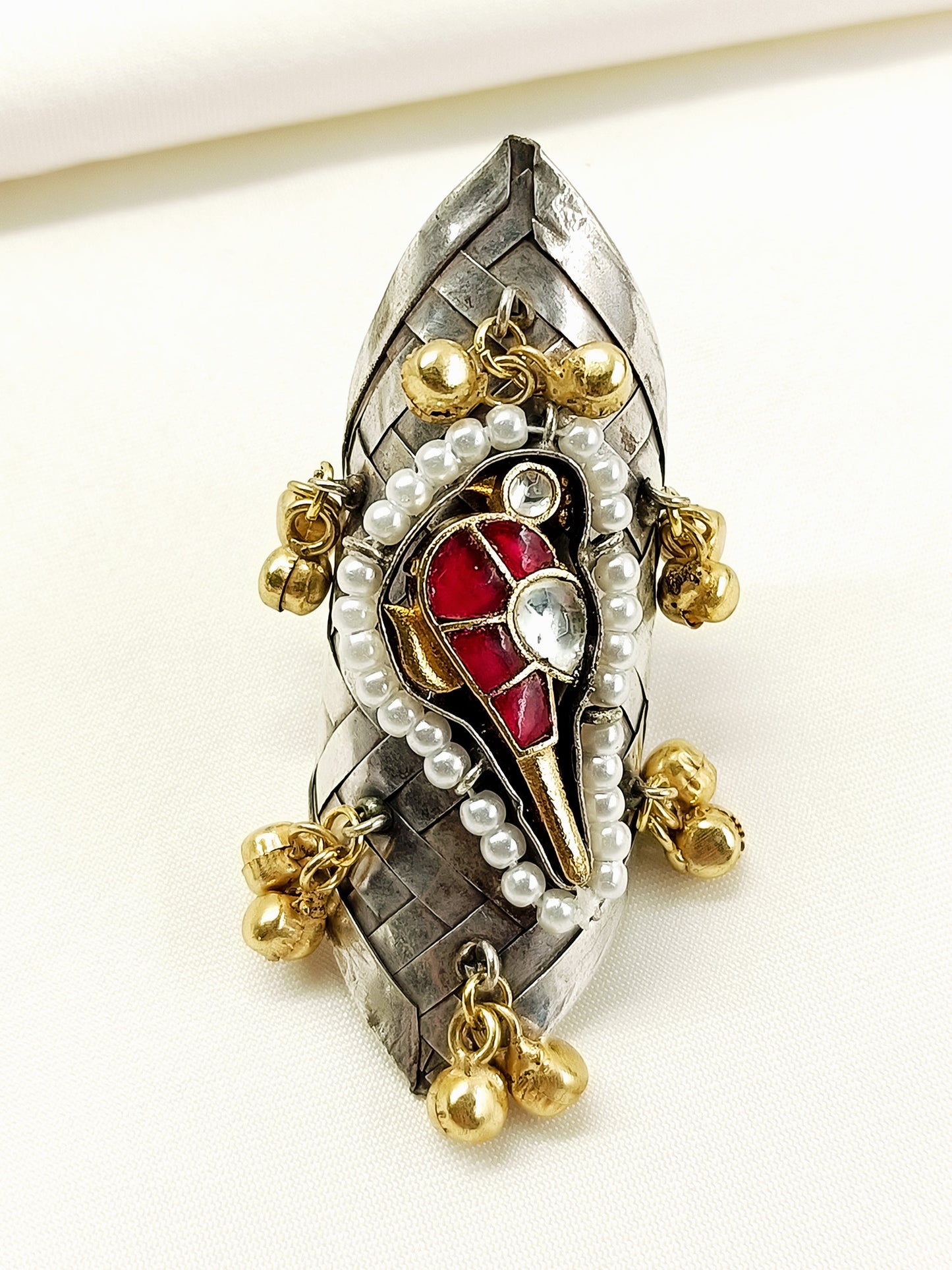 Dayamai Ruby Oxidized Finger Ring