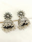 Akushi Plain Oxidized Floral Jhumki