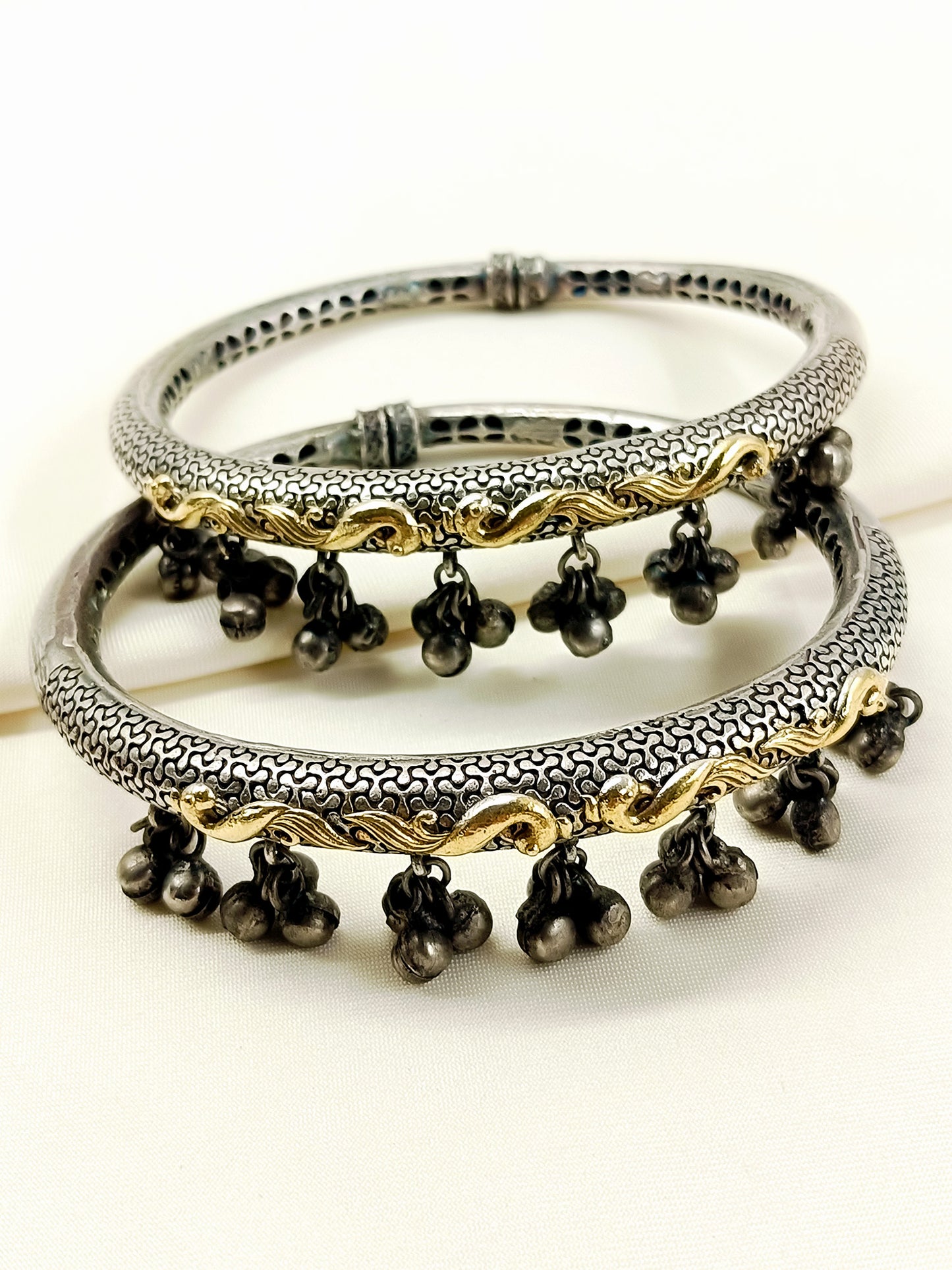 Yatika Dual-Tone Oxidized Ghungroo Anklets