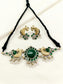 Jiya Green Oxidized Dual-Tone Peacock Choker Set