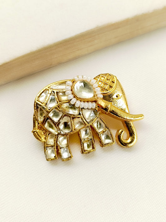 Aspara White Elephant Brooch