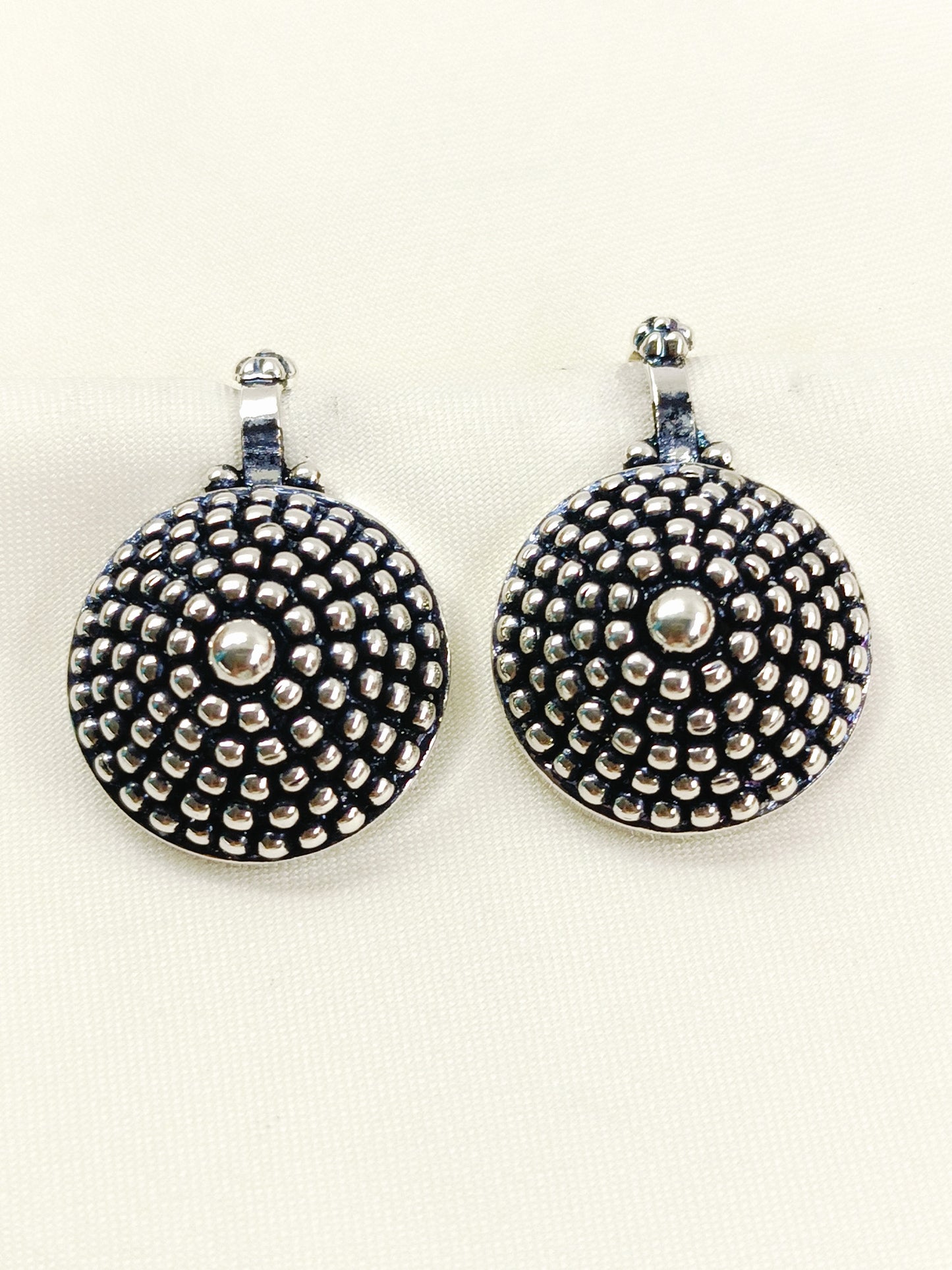 Neysa Oxidized Plain Silver Dotted Dome Bygadi Cuff Pair