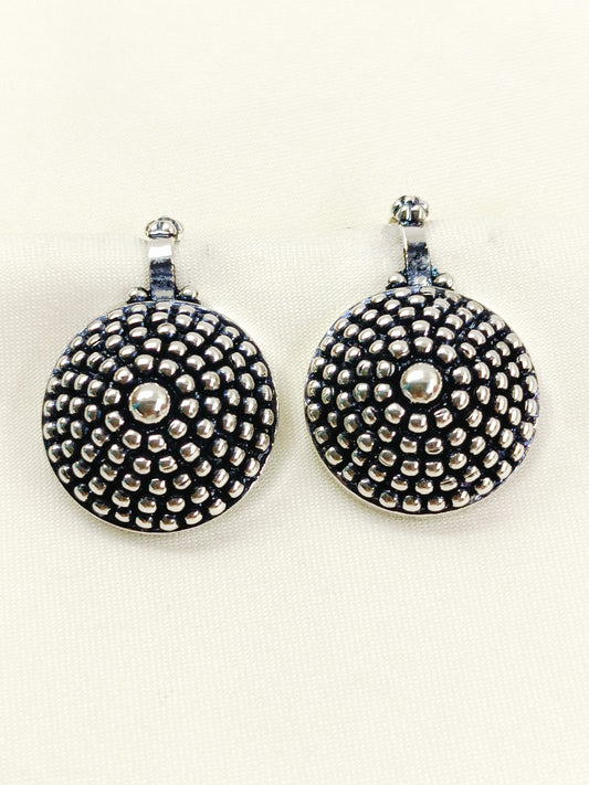 Neysa Oxidized Plain Silver Dotted Dome Bygadi Cuff Pair