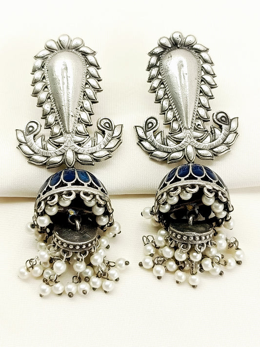 Vishakha Blue Oxidized Jhumki