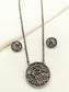 Mishkad Plain Round Floral Oxidized Pendant Set