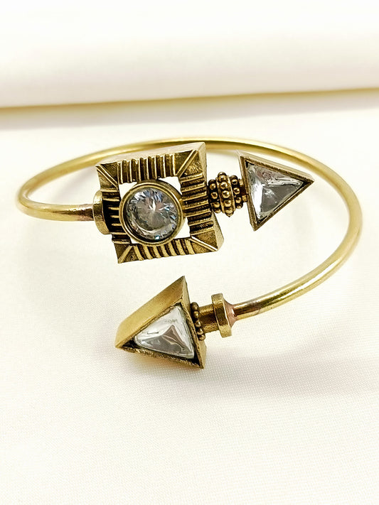 Piyush White Men’s Geometric Crystal Bracelet