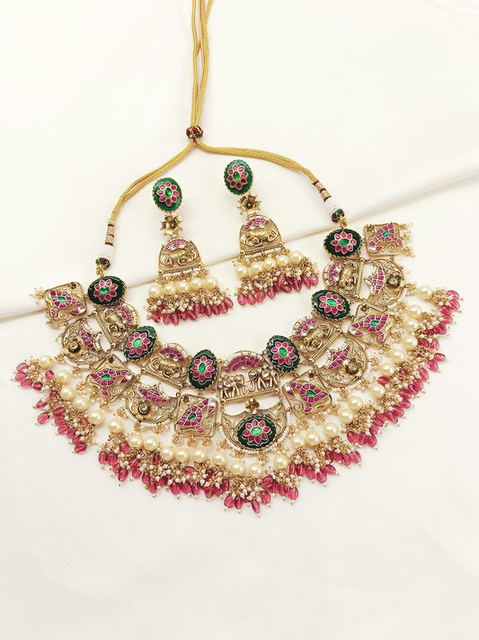 Aakanksha Multi Colour Kundan Necklace Set