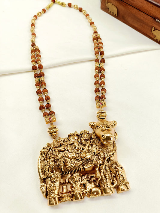 Nandi Ji Golden Groom Rudraksh Neckpiece