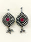 Anchal Oxidized Tribal Sunburst Ear Cuff with Ruby Pink Stone & Ghungroo