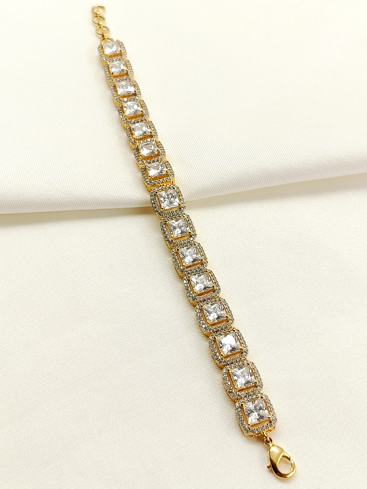 Vandita American Diamond Gold Plated Flexible Bracelet