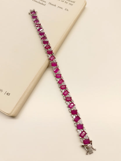 Shivaaya Ruby American Diamond Bracelet