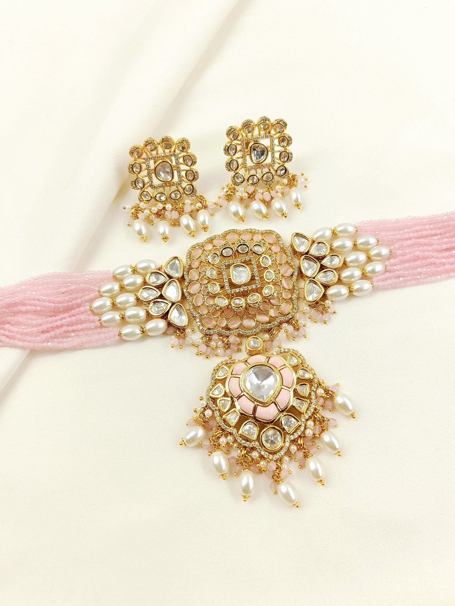 Zareen Baby Pink Kundan Choker