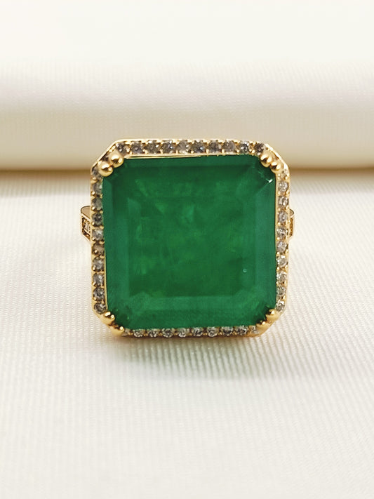 Kashi Green American Diamond Finger Ring