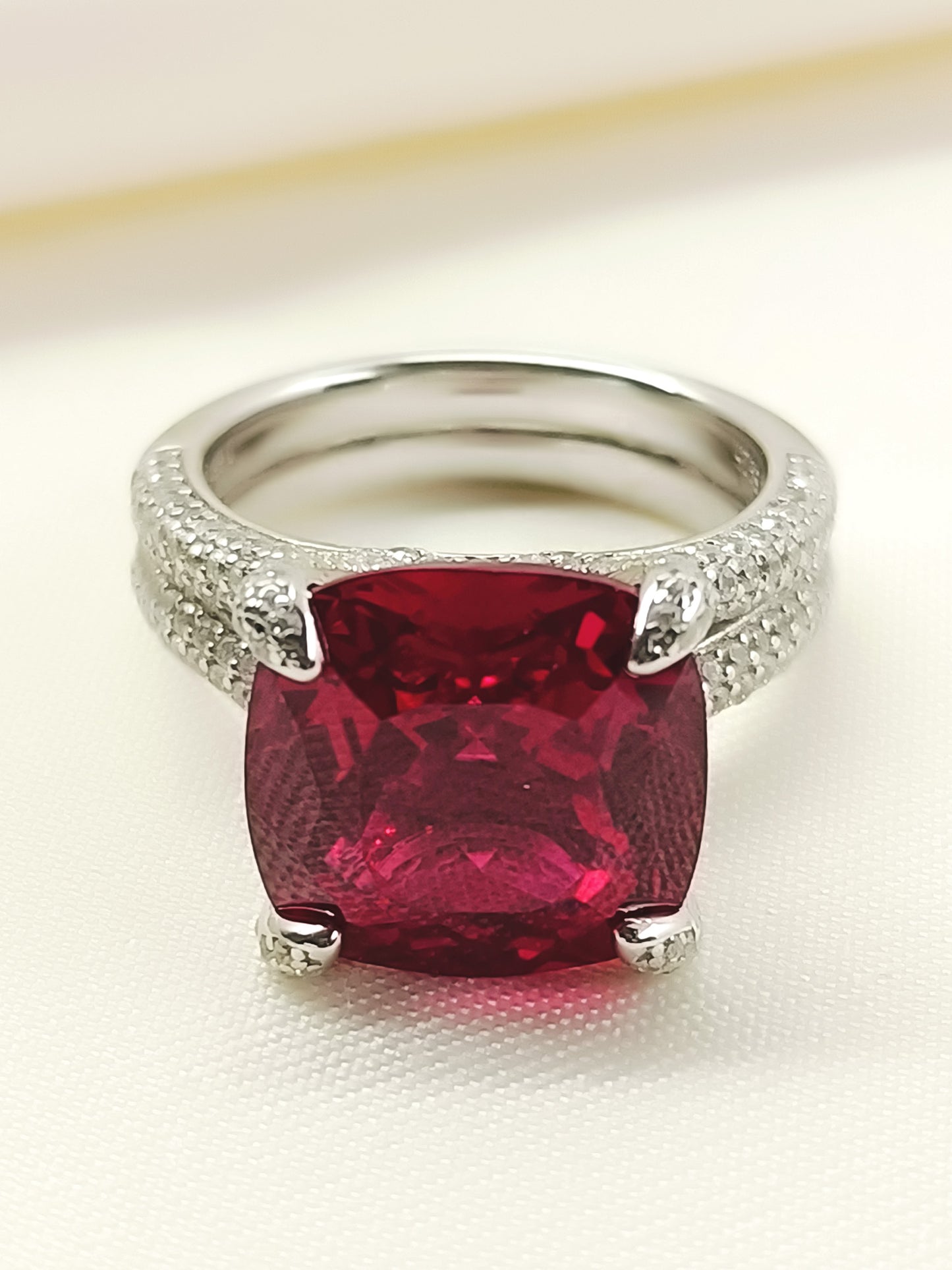 Deeksha Ruby 92.5 Silver American Diamond Finger Ring