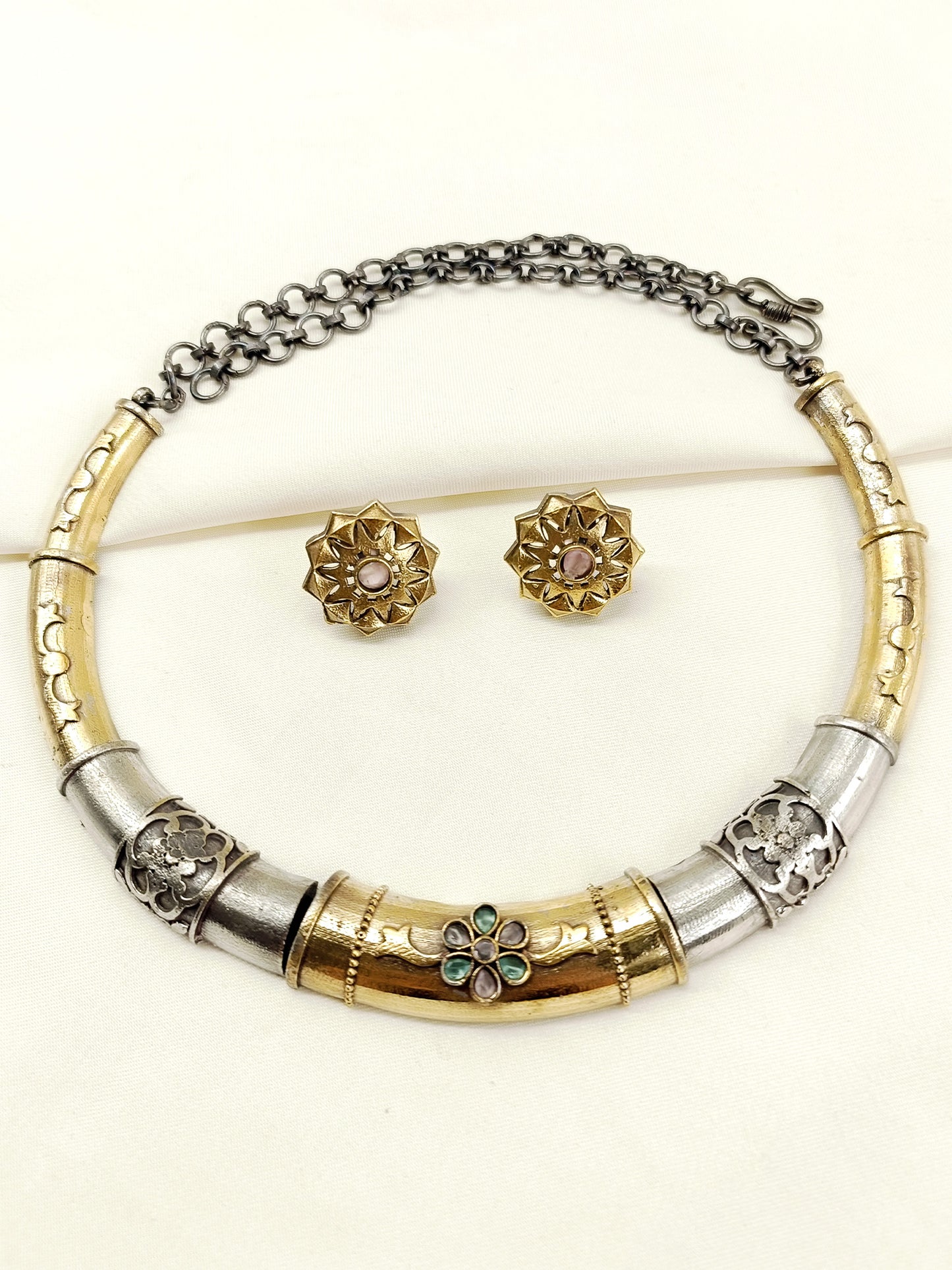 Pavani M&G Oxidized Hasli Styled Choker Set