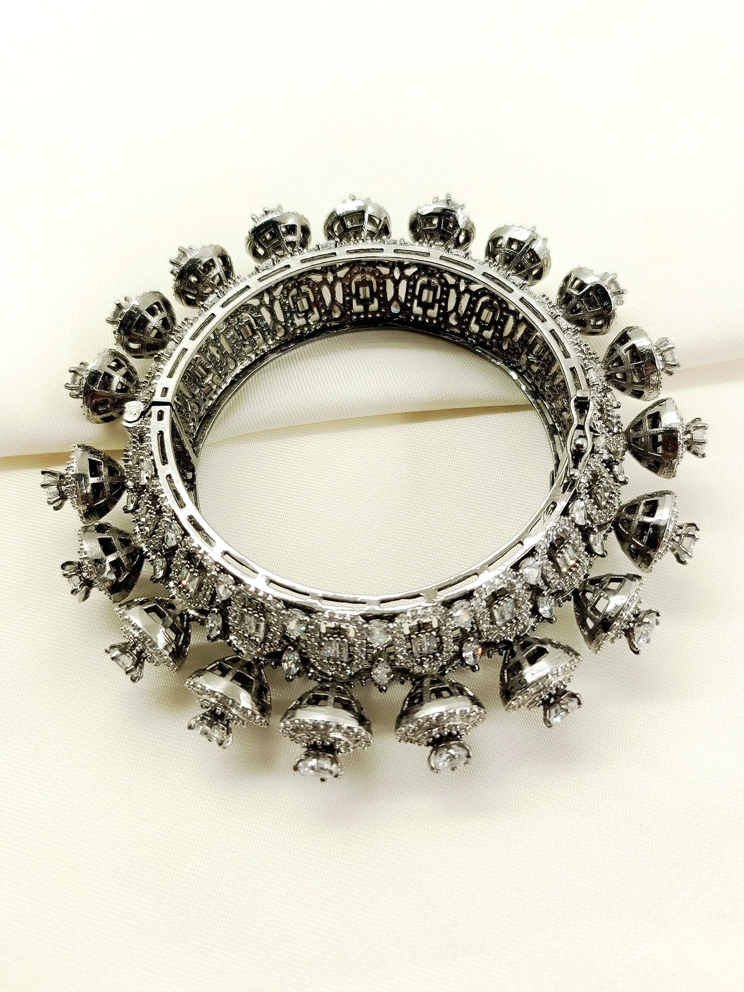 Vijayalakshmi White American Diamond Silver Plated Bracelet