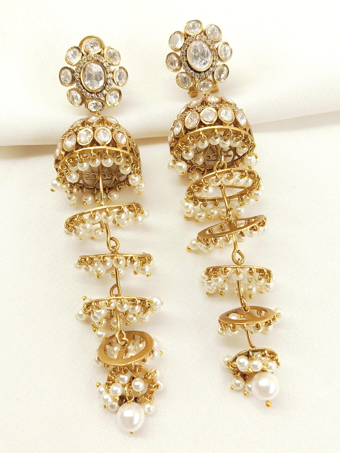 Shaziya White Kundan Jhumki