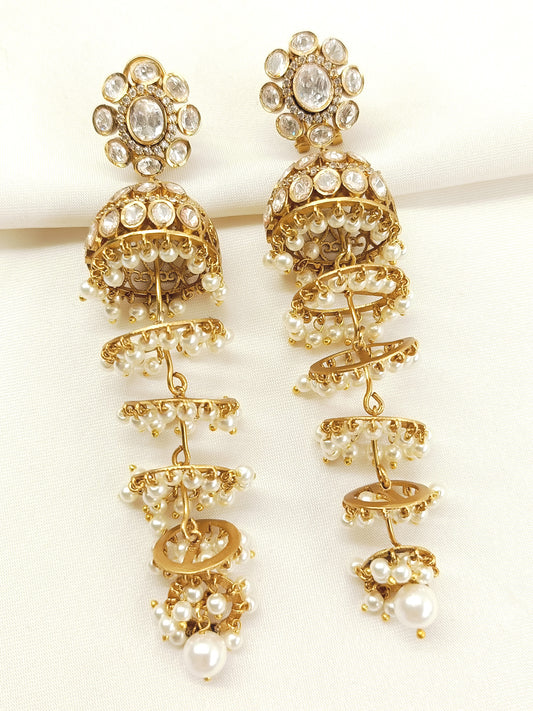 Shaziya White Kundan Jhumki