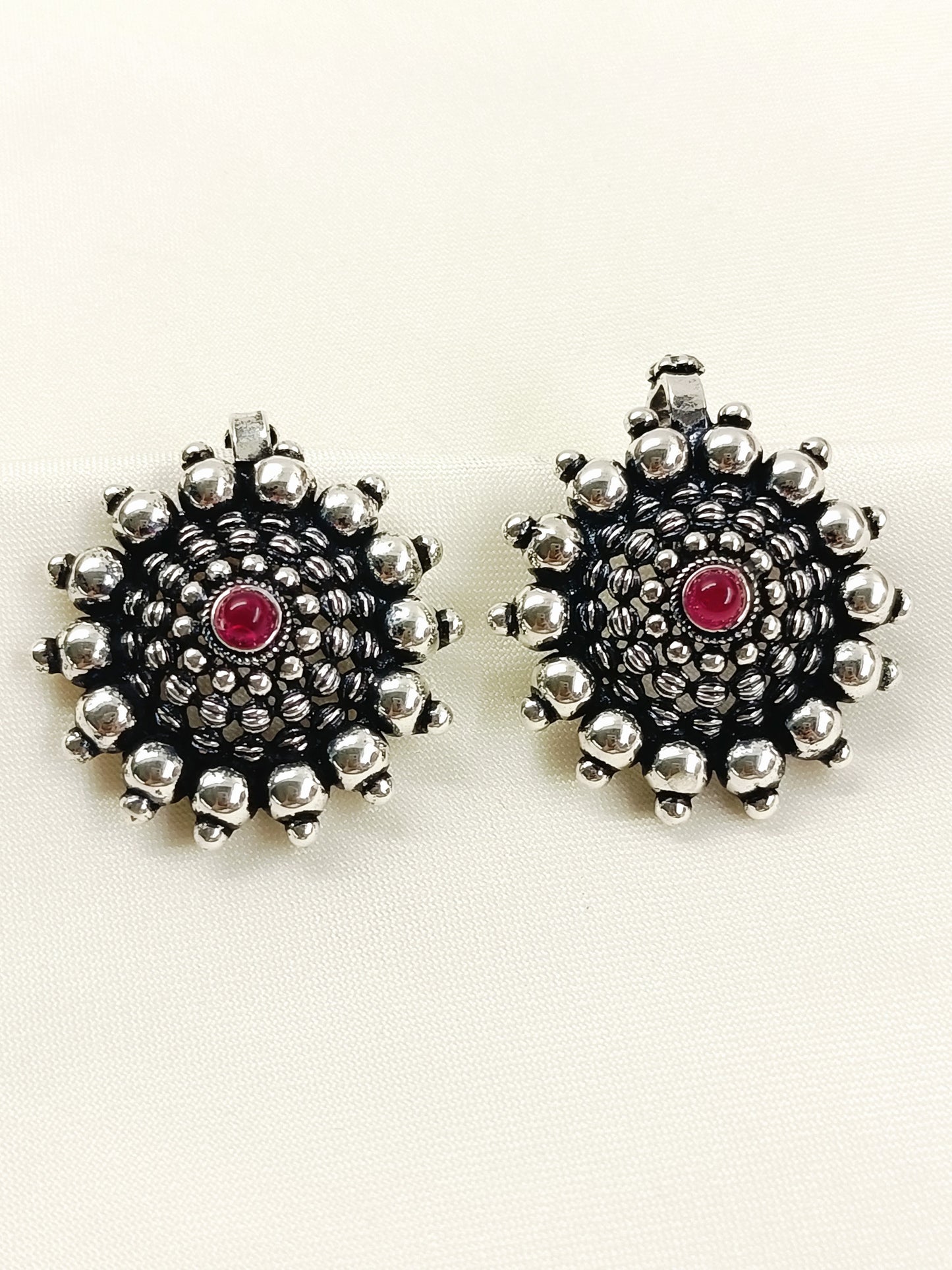 Bharti Ruby Surya Mandala Rava Clip Oxidized Cuff Pair