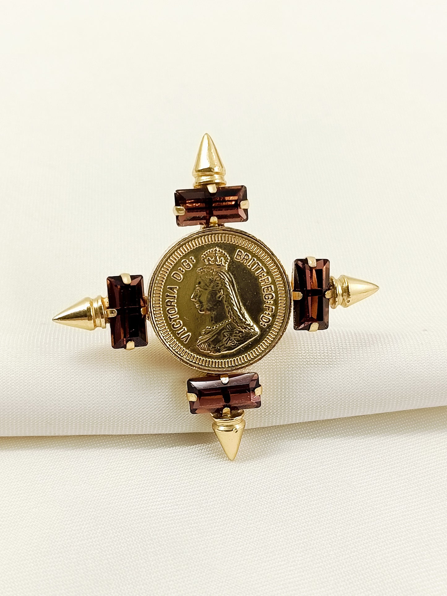 Shubhika Wine Brown Victoria Ginni Coin Boutique Finger Ring