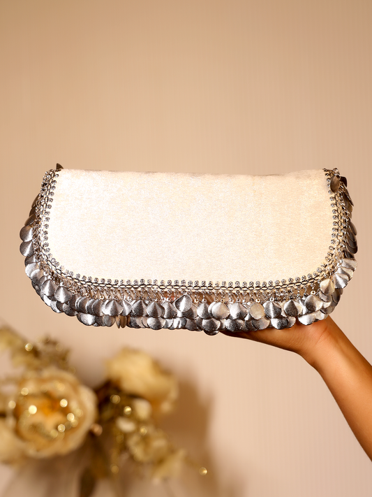 Asha Silver Evening Clutch