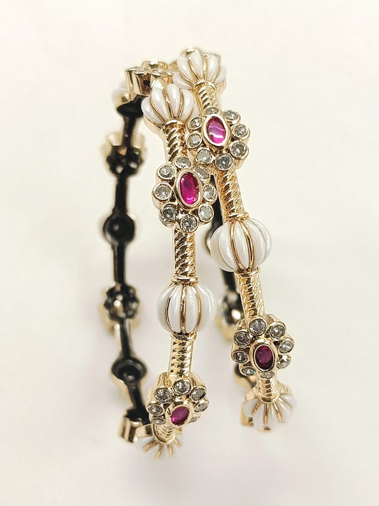 Chandralekha White Antique Bangles