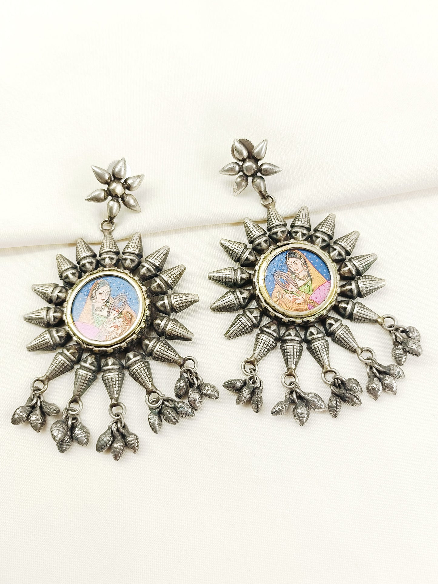 Mriganshi Multi Colour Oxidized Earring