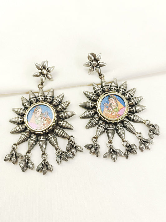 Mriganshi Multi Colour Oxidized Earring