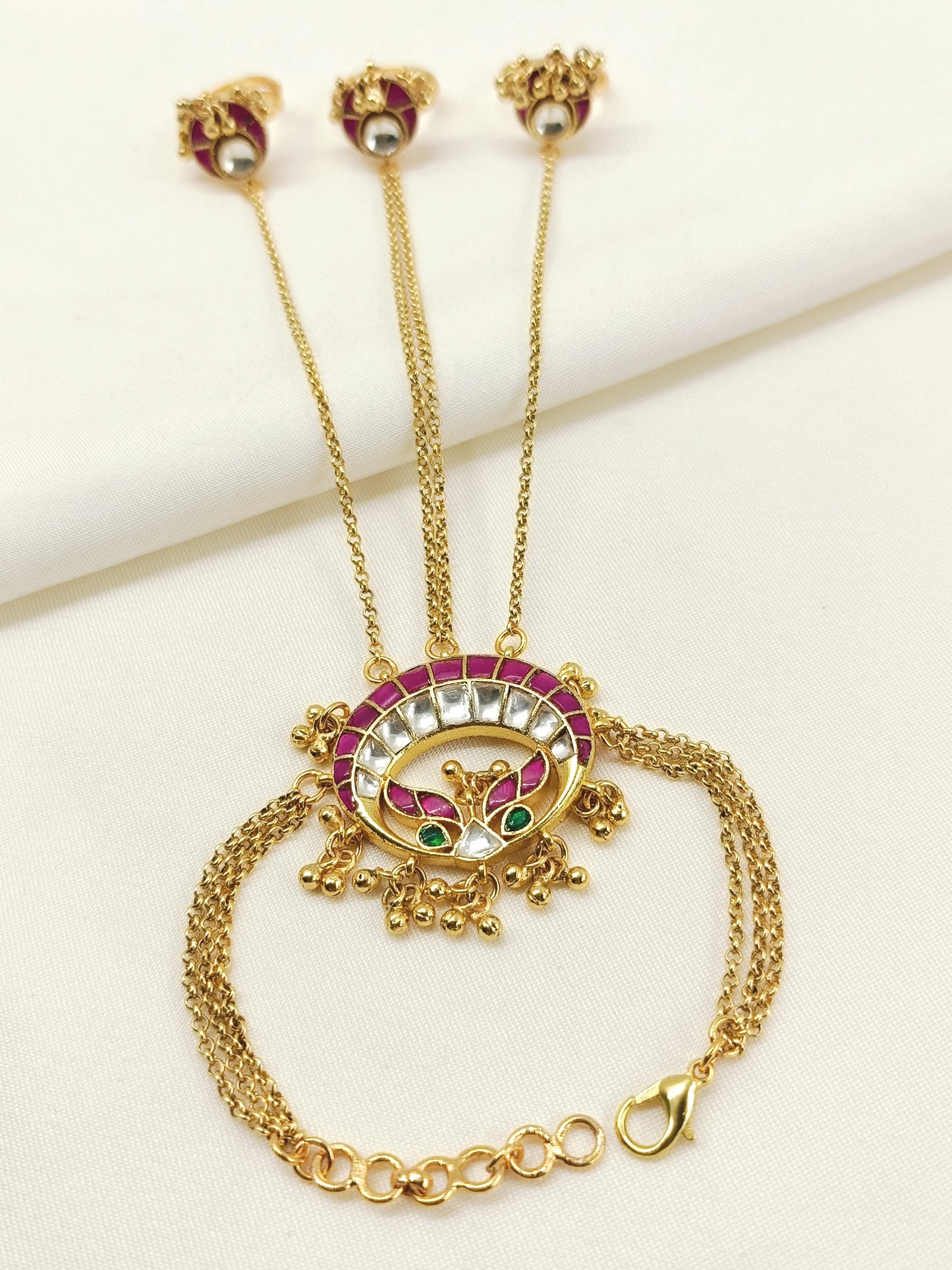 Vaishnavi White Kundan Hathphool [Price Is For Single Piece}