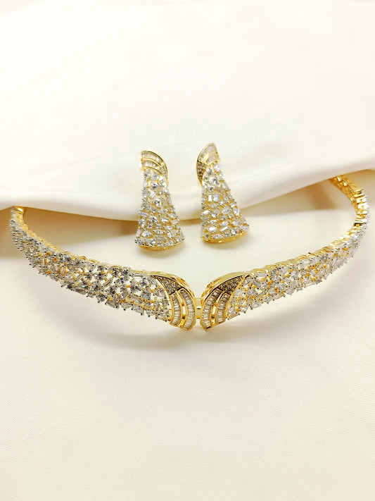 Raissa White American Diamond Choker Set
