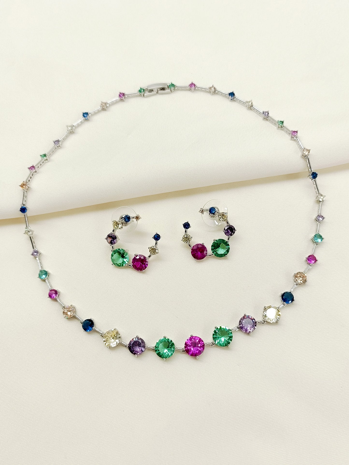 Haisley Multi Colour American Diamomd Necklace Set