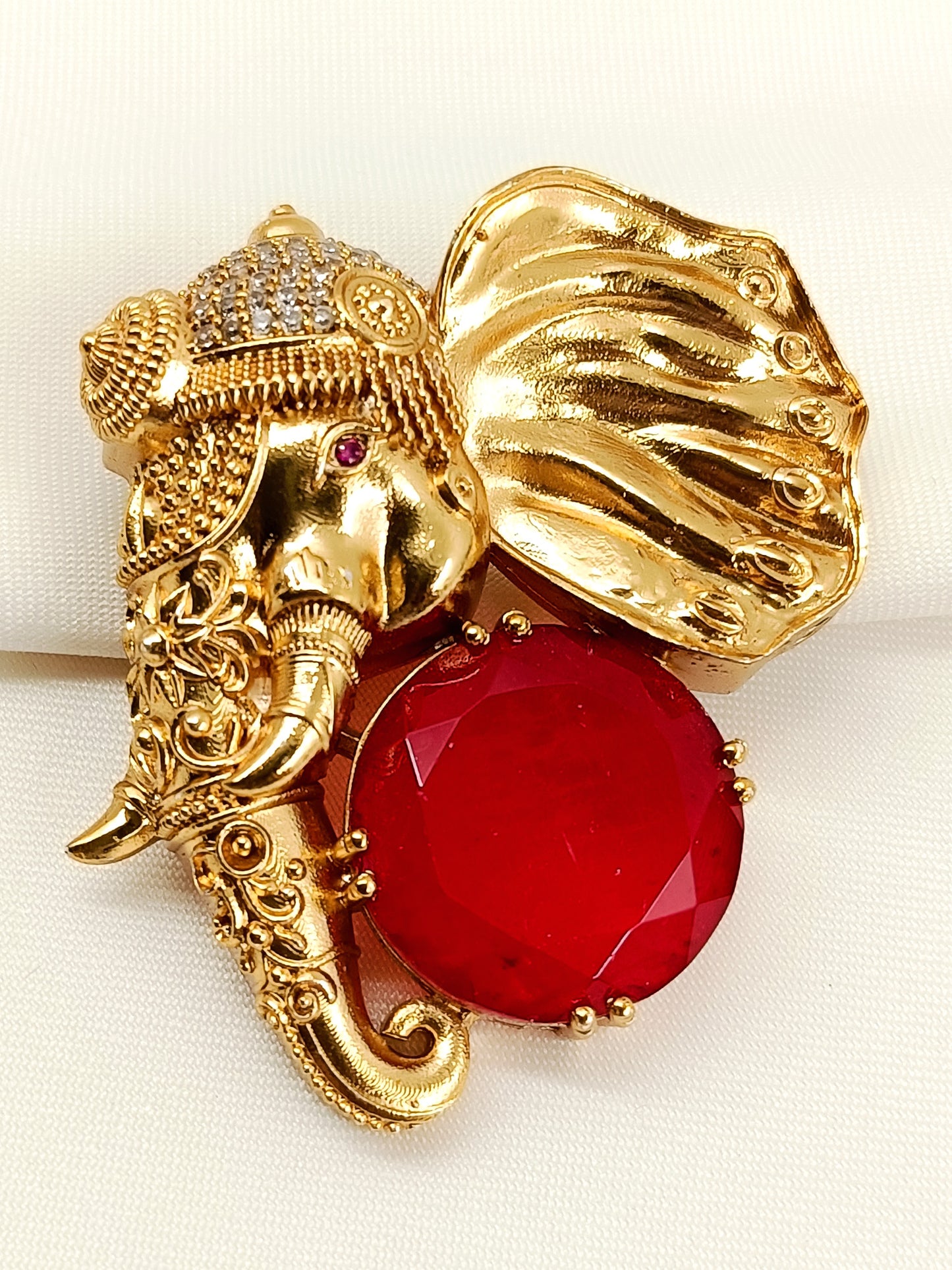 Panshul Ruby Elephant Men's Brooch