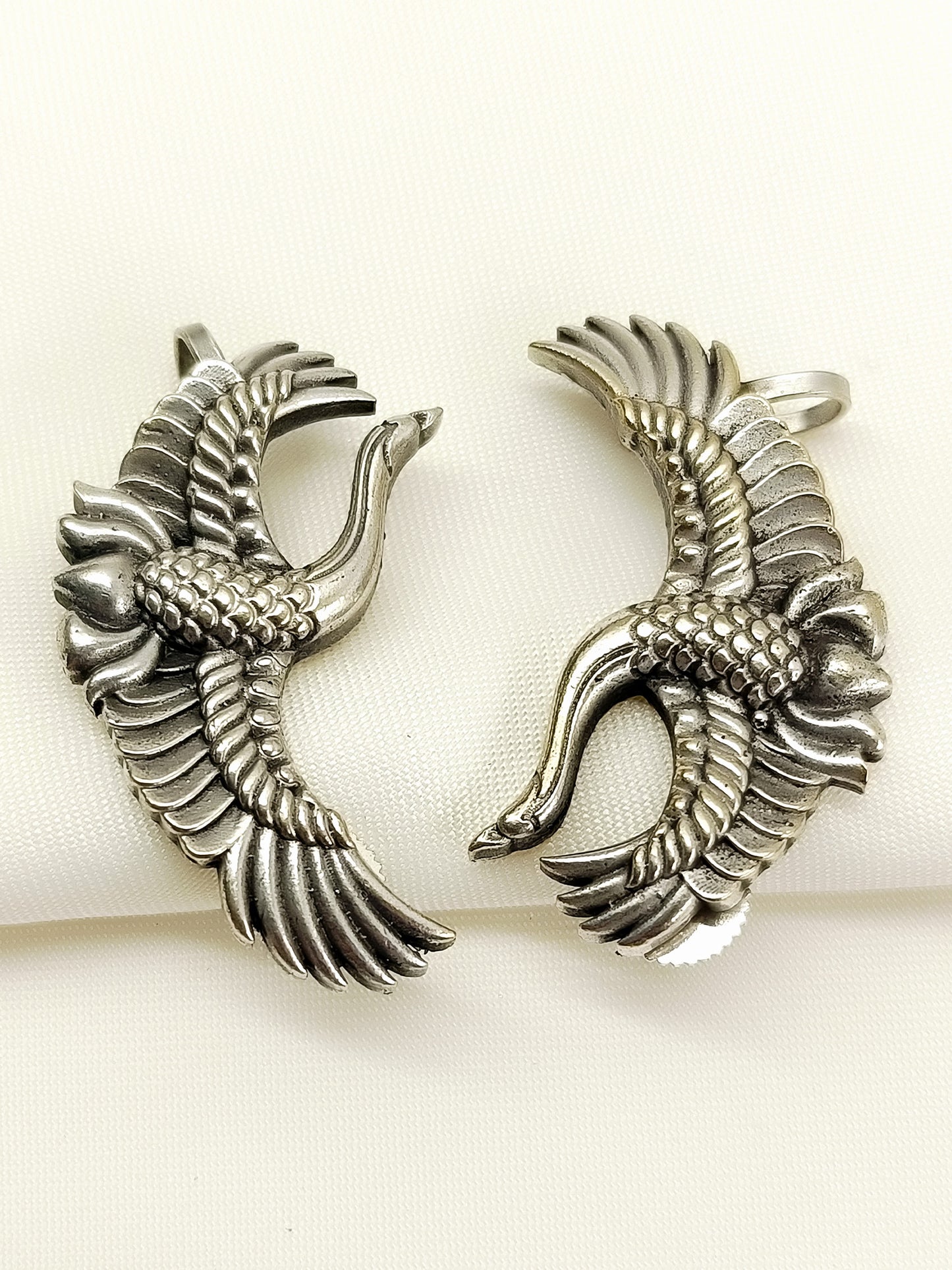 Ridhan Oxidized Crane Hoop Men's Earrings