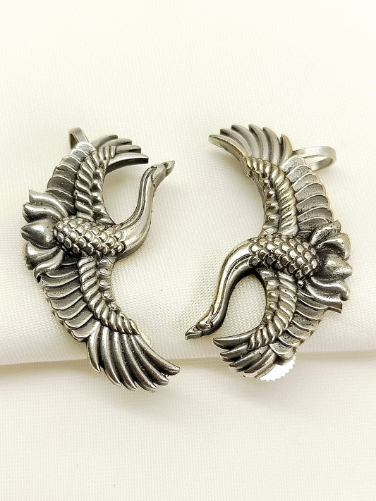 Ridhan Oxidized Crane Hoop Men's Earrings