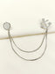 Avanya Silver Anchor & Wheel Brooch Pin With Chain