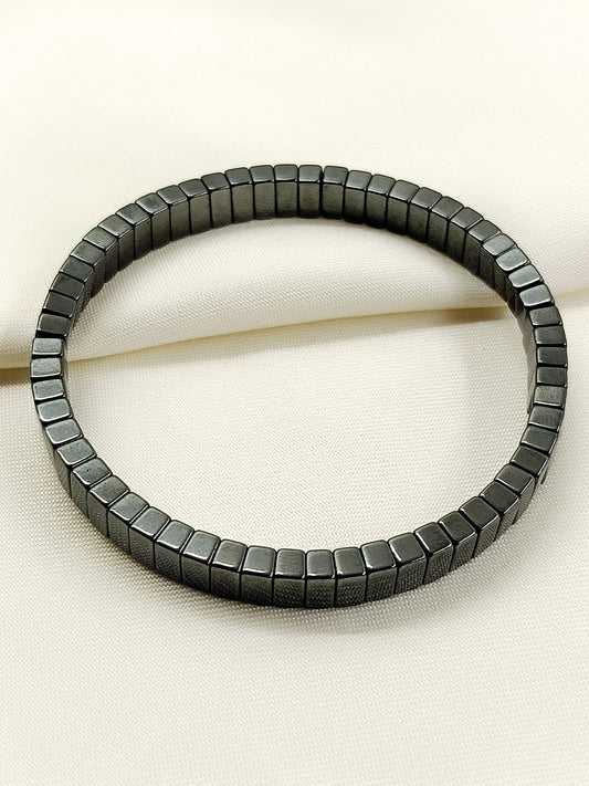 Mivan Black Cube Hematite Men's Bracelet