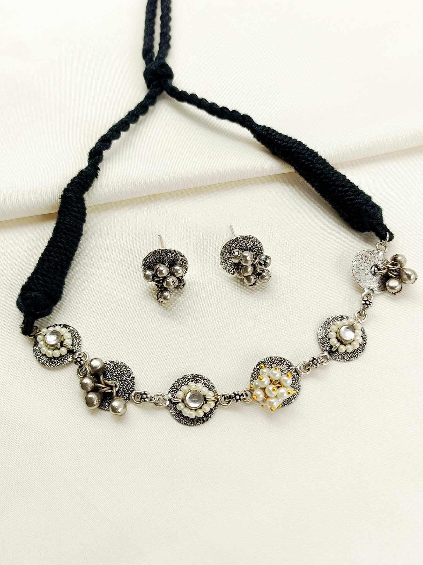 Maysha Black Oxidized Choker Set