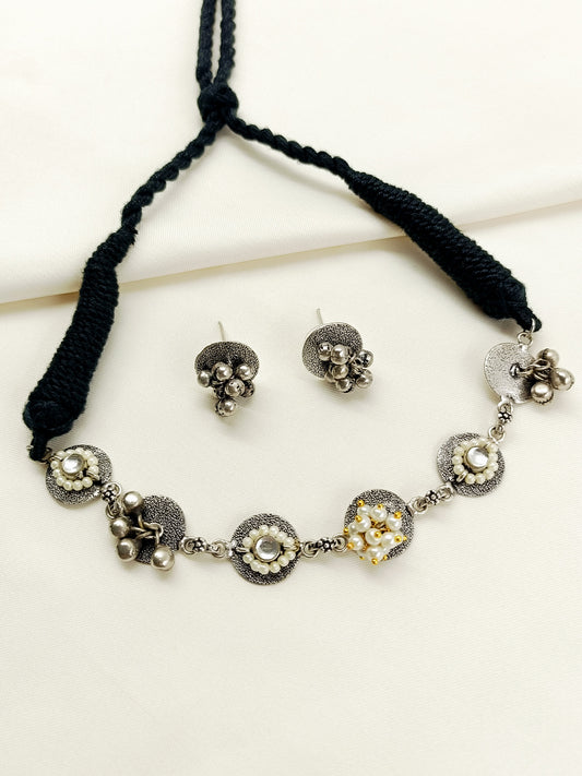 Maysha Black Oxidized Choker Set
