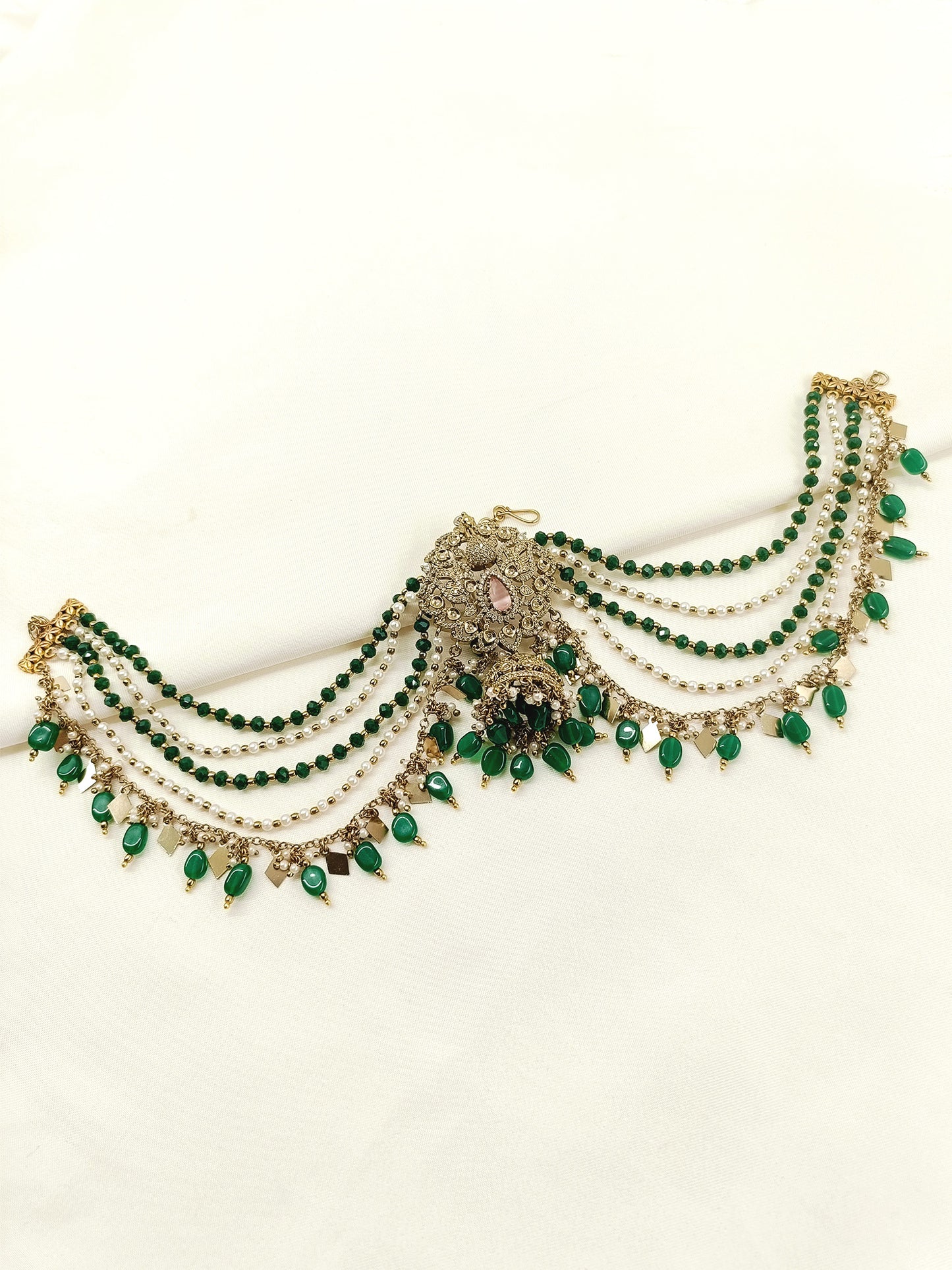 Bhagyalaxmi Green Hair Brooch