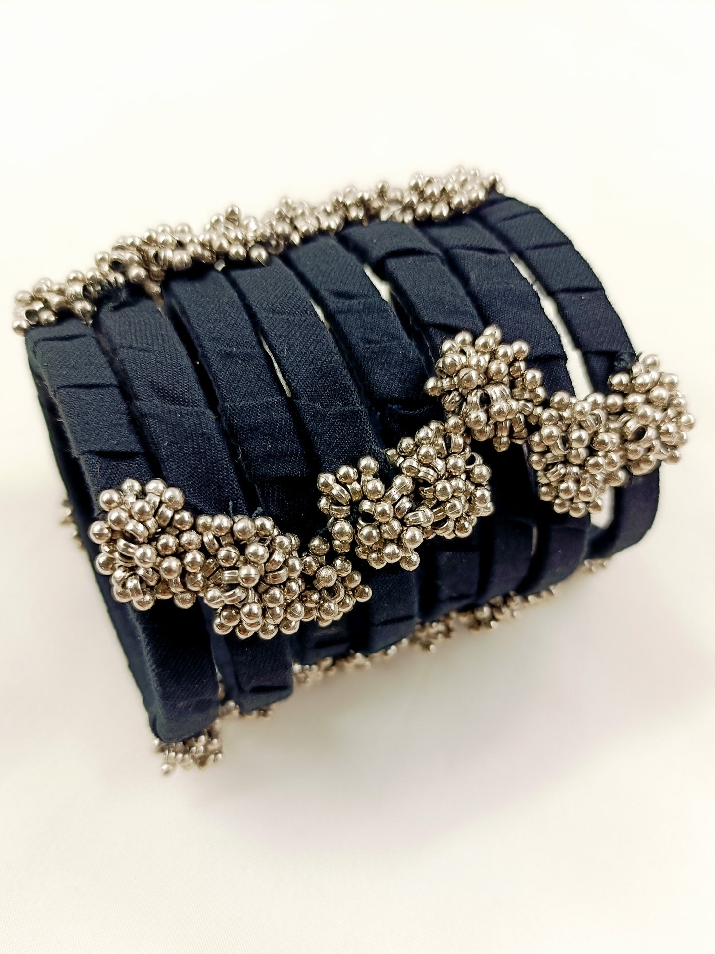 Fariha Black Fabric Bangles with Ghungroo