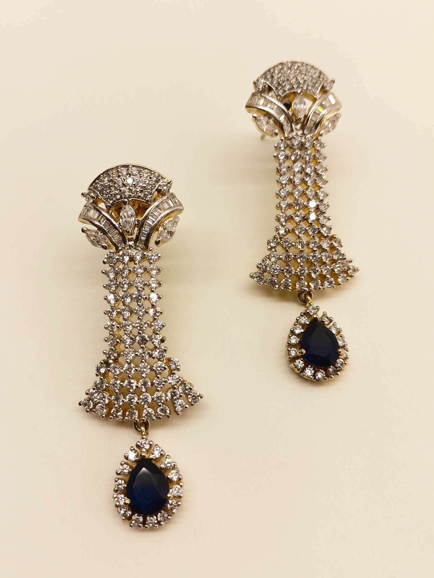 Anukampa Blue American Diamond Earrings